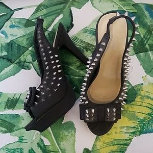 Spiked Slingback Pumps